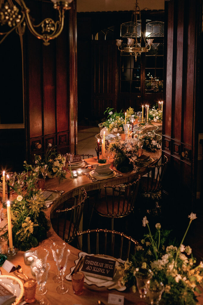 An elegant wedding table setup styled by Events by James, with Philippa Sian’s photography capturing every detail, from floral arrangements to place settings.